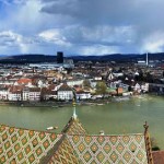 View over Basel and the Rhine knee from Basler Münster