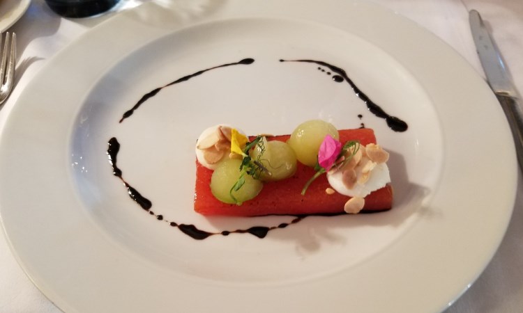 infused watermelon dessert, catalonia, spain, vbt bike tour