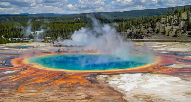 visiting volcanic Caldera at Yellowstone National Park