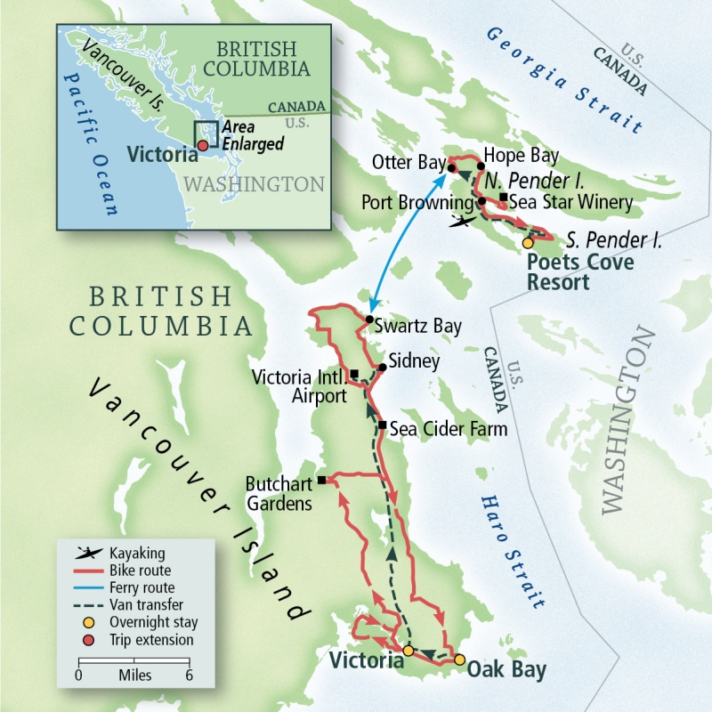 British Columbia: Vancouver Island & the Gulf Islands Tour Map